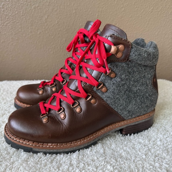 Woolrich Rockies wool Leather Hiking Boots red laces EUC - Picture 1 of 15